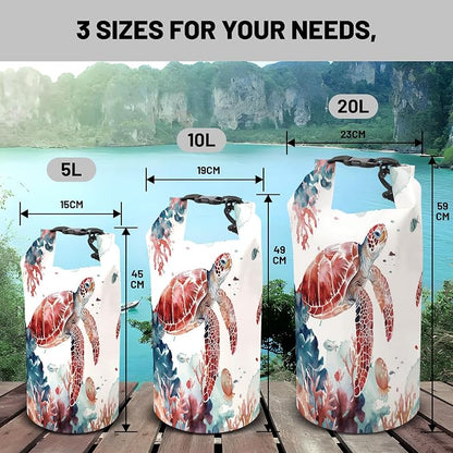 Waterproof Dry Bag, Sea Turtle Jellyfish Coral Red Small Waterproof Backpack - Image 2