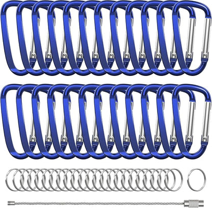 2.4" 24pcs Small Carabiner Clip Keychain, Aluminum D Ring Shape Clips - Image 7