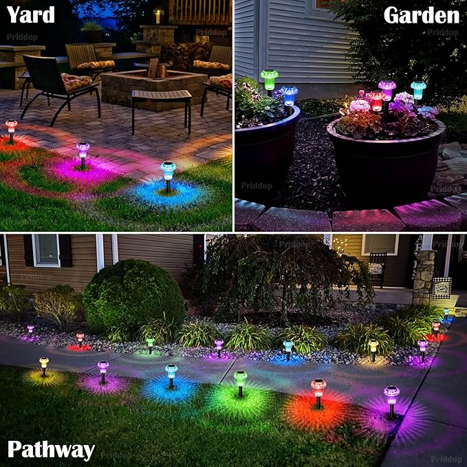Priddop Solar Lights Outdoor Pathway Waterproof 16 Pack Color Changing LED - Image 3