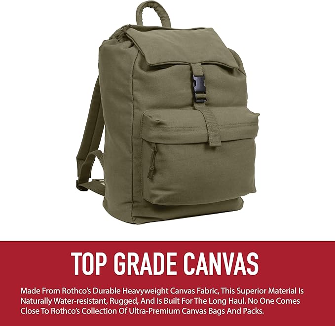 Rothco Canvas Daypack – Heavy-Duty Cotton Canvas Backpack - Image 5