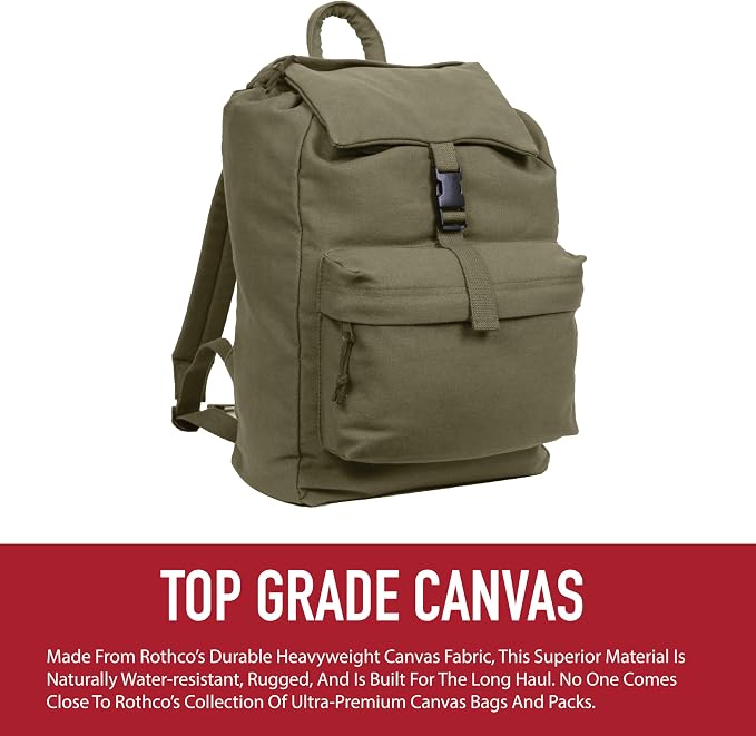 Rothco Canvas Daypack – Heavy-Duty Cotton Canvas Backpack - Image 5