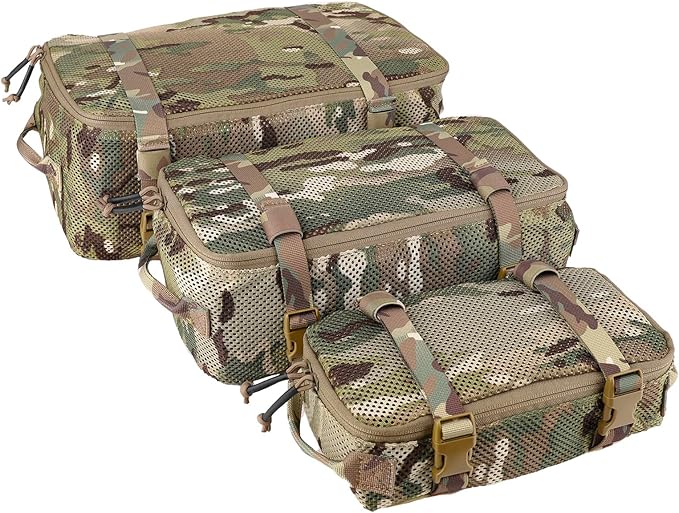 PETAC GEAR 3 PCS Tactical Modular Packing Cubes, Large Capacity Mesh Storage Bag by PetacGear