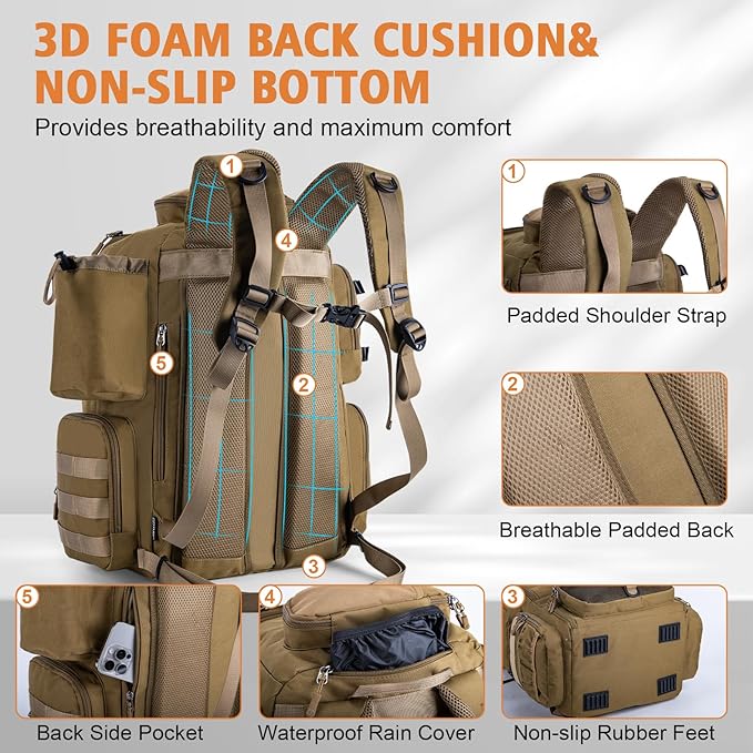 Goture Fishing Backpack, 58L 900D Water-Resistant Insulated Tackle Backpack - Image 6