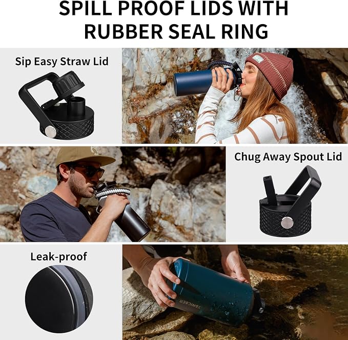 Insulated Water Bottle 87oz, Triple Wall Vacuum Stainless Steel, Leak Proof & - Image 3