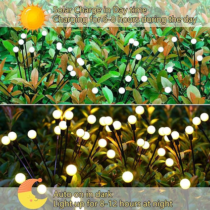 Solar Garden Lights Outdoor, 4 Pack 40 LED Solar Firefly Lights Waterproof - Image 3