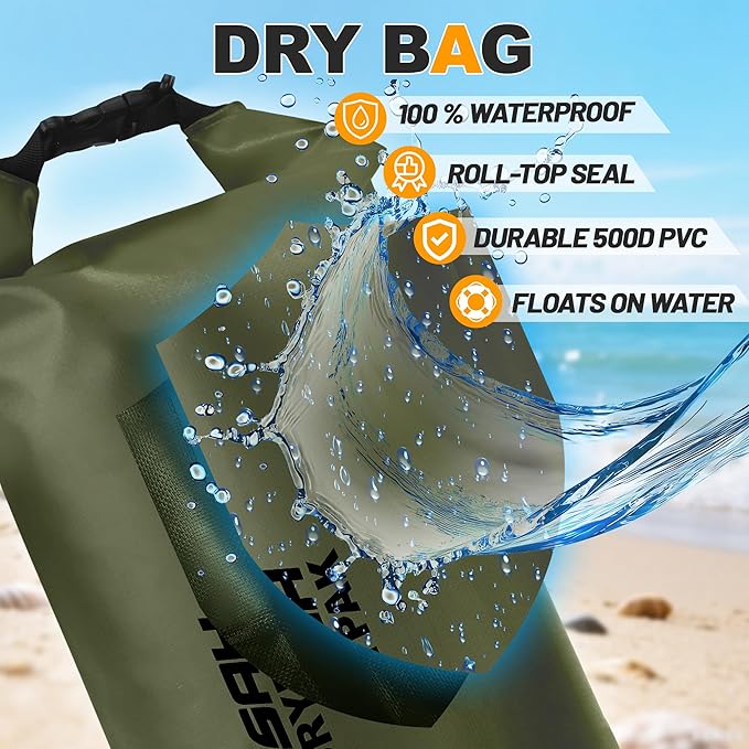 Waterproof Dry Bag, 5L/10L/20L/30L/40L Roll Top Lightweight Storage Backpack - Image 3