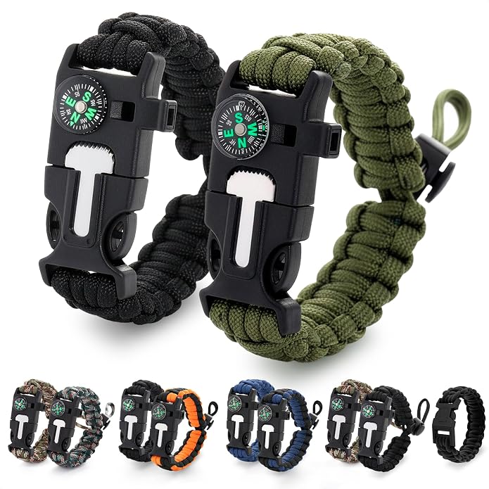 Paracord Bracelets for Men and Women – Adjustable Survival Paracord Bracelet by NADOBA