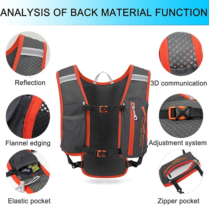 INOXTO Running Hydration Vest Backpack, Lightweight Insulated Pack - Image 3