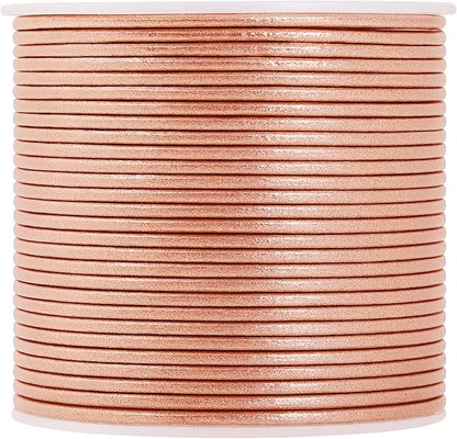 Mandala Crafts Round Genuine Rose Gold Leather Cord - Image 2