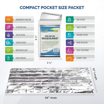 Primacare HB-10 Emergency Mylar Thermal Blankets – 10 Pack, Waterproof - Image 2