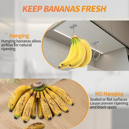 2PCS Banana Hook Under Cabinet, Adhesive Bananas Hanger - Image 5