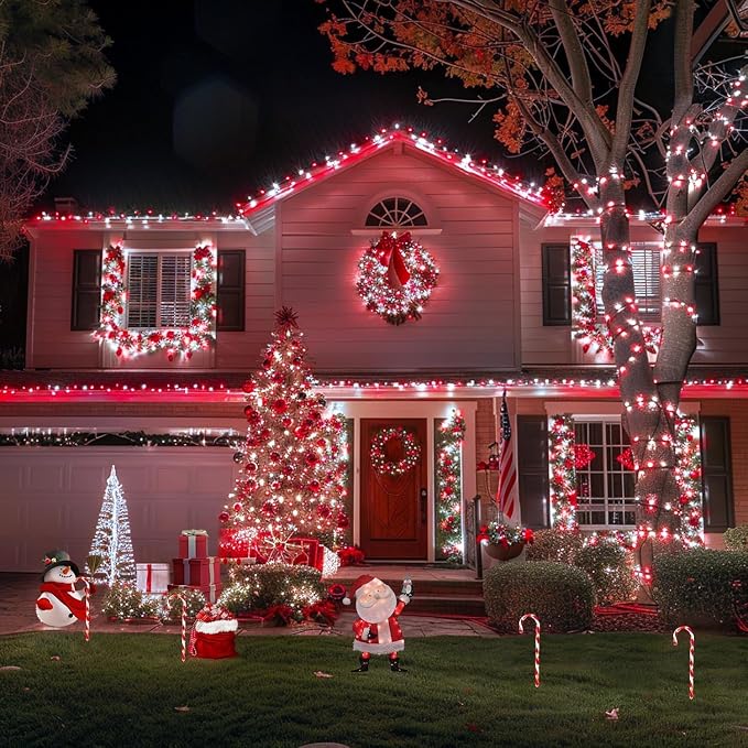 JMEXSUSS 2 Pack Red and White Solar Christmas Lights, Each 33FT 100 LED Solar - Image 7