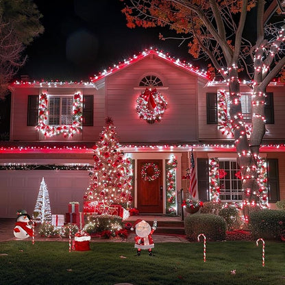 JMEXSUSS 2 Pack Red and White Solar Christmas Lights, Each 33FT 100 LED Solar - Image 7