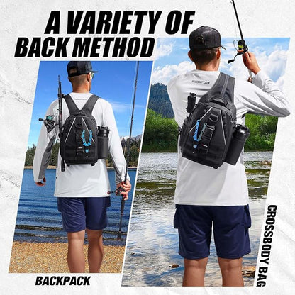 Piscifun Fishing Backpack with Rod Holder, Lightweight Sling Bag Storge Gear - Image 2