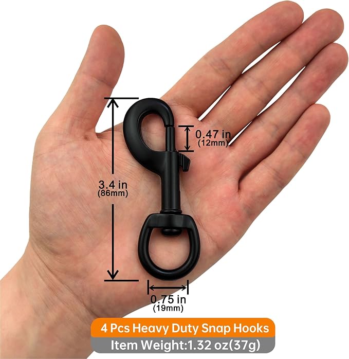 Garwor 3/4" Heavy Duty Swivel Snap Hooks Black Electrophoresis Coating - Image 4
