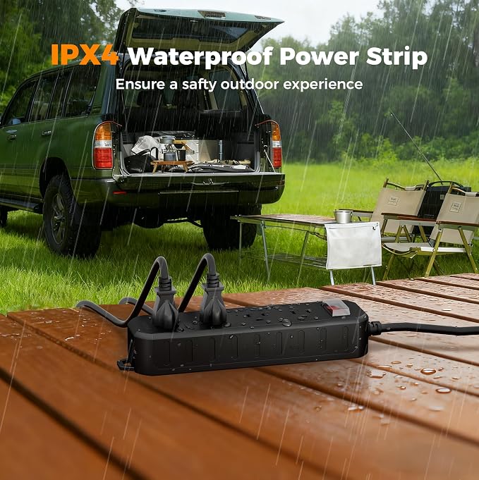 TESSAN Outdoor Power Strip Weatherproof, 6FT Extension Cord Waterproof - Image 2