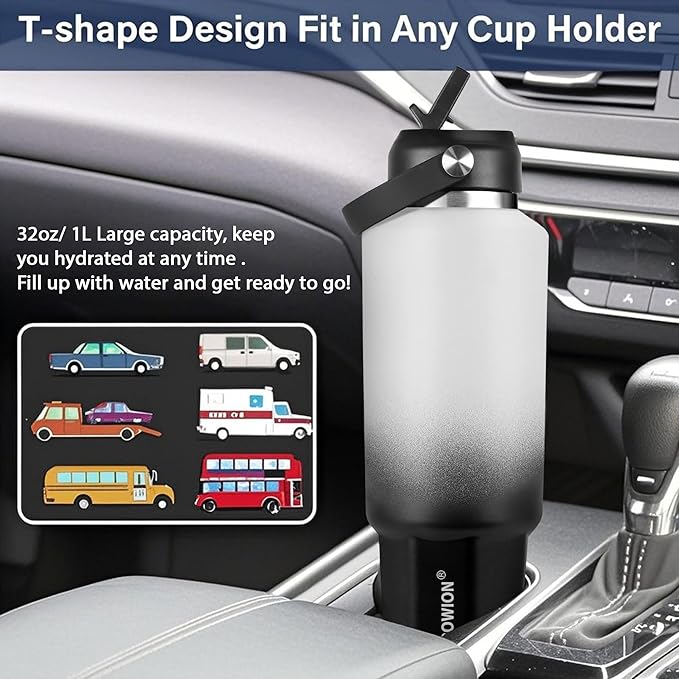 HYDROWION 40 oz Insulated Water Bottle, Car Water Bottle Holder - Image 2