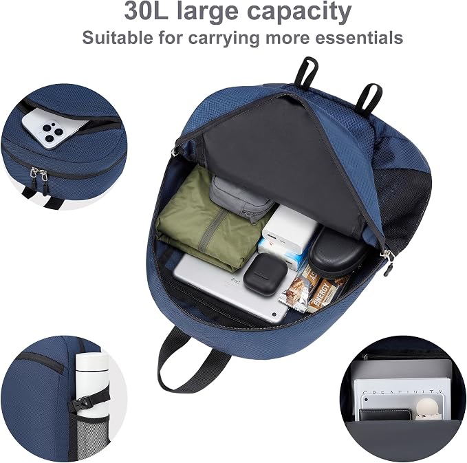 Lightweight Hiking Backpack 30L Packable Foldable Daypack Collapsible Travel - Image 2