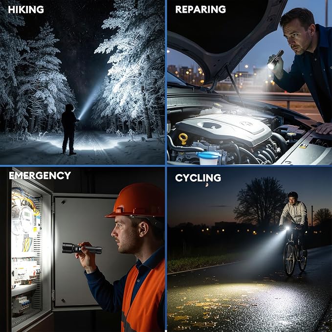 3 Pack Rechargeable Flashlights High Lumens, Super Bright LED Tactical - Image 7