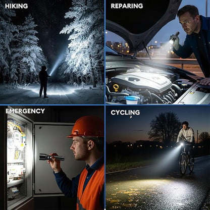 3 Pack Rechargeable Flashlights High Lumens, Super Bright LED Tactical - Image 7