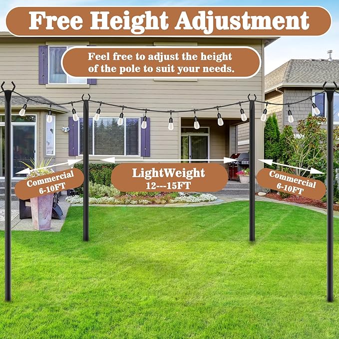 NUERPO String Light Poles, Metal Poles - Image 6