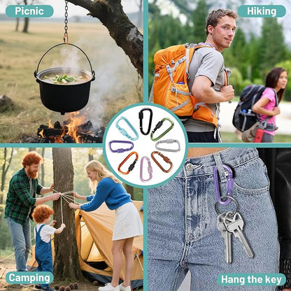 Multi-Pack Aluminum Carabiner Clips, Outdoor Activities - Image 7