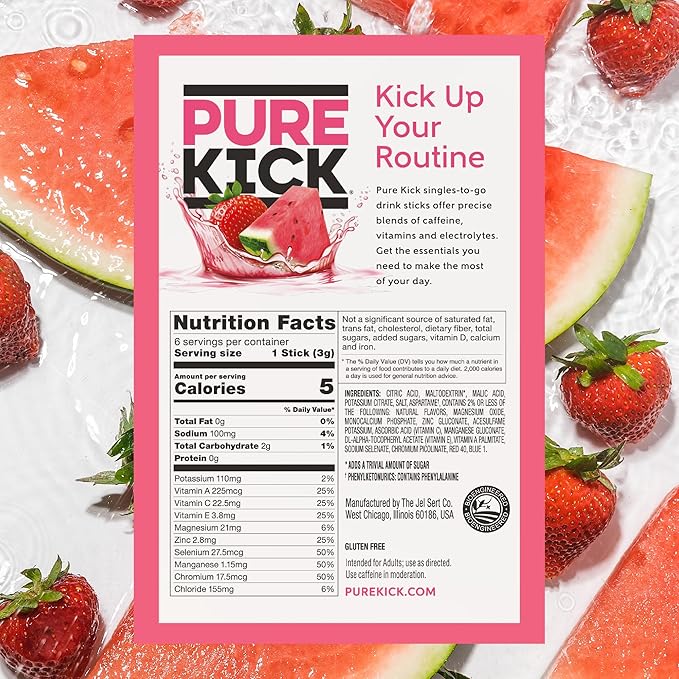 Pure Kick Hydration Singles To Go Drink Mix, Strawberry Watermelon, Includes 12 - Image 2