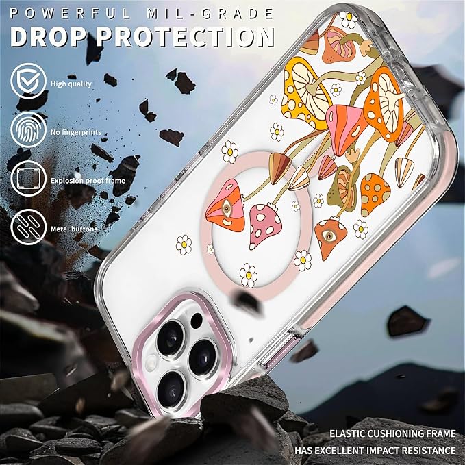 Case for iPhone 14 Pro, Retro Mushroom Sunflower Phone Case Design，for Women - Image 5