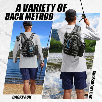 Piscifun Fishing Backpack with Rod Holder, Lightweight Sling Bag Storge Gear - Image 2