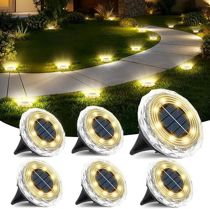 echosari 6 Pack Solar Ground Lights, Upgraded Solar Garden Lights Auto ON/Off by echosari