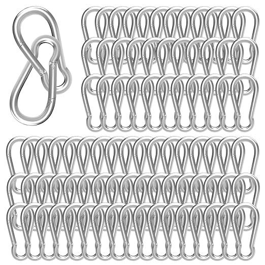 Carabiner, Heavy Duty Galvanized Steel Spring Snap Hook Carabiner Clips by High-PQ