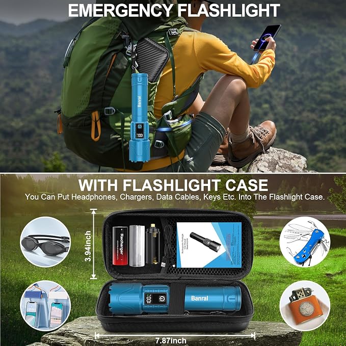 Rechargeable Tactical Flashlights 2000 High Lumens - 5000mAh Super Bright LED - Image 6
