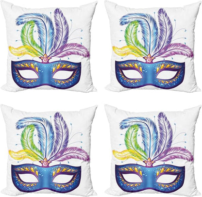 Ambesonne Mardi Gras Throw Pillow Cushion Case Pack of 4, Modern Accent by Ambesonne