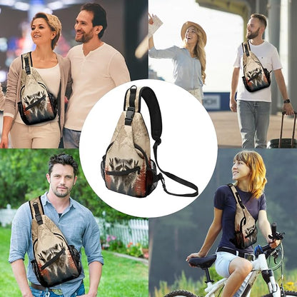 FyLybois Raccoon Sling Bag for Women Lightweight Crossbody Backpack Casual - Image 2