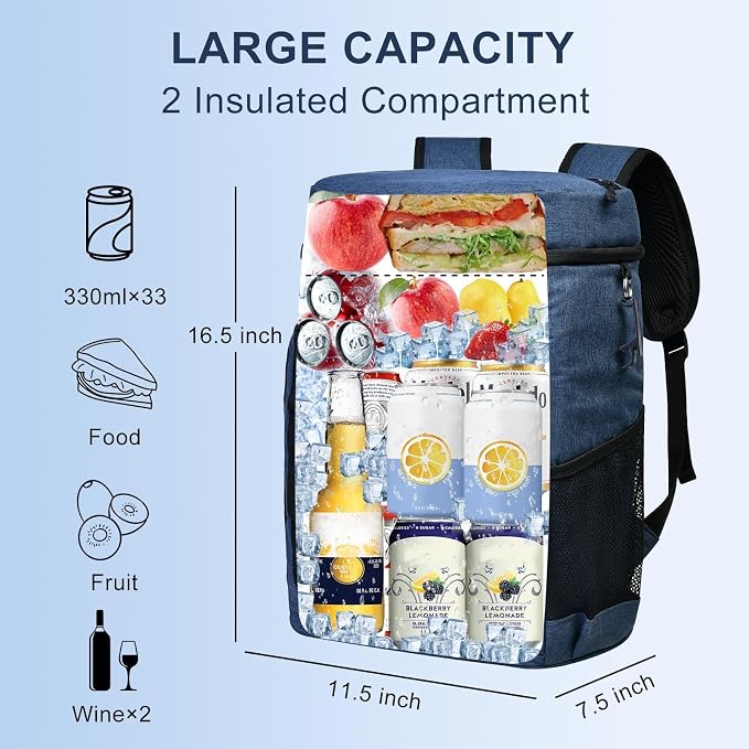 33 Cans Insulated Backpack Cooler - Image 3