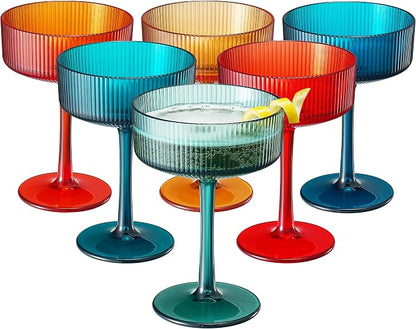 Khen Plastic Acrylic Ribbed Vintage Art Deco Martini, Champagne & Cocktail - Image 9
