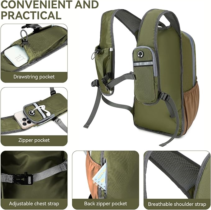 15L Small Hiking Backpack for Men Women Lightweight Packable Backpack Foldable - Image 2