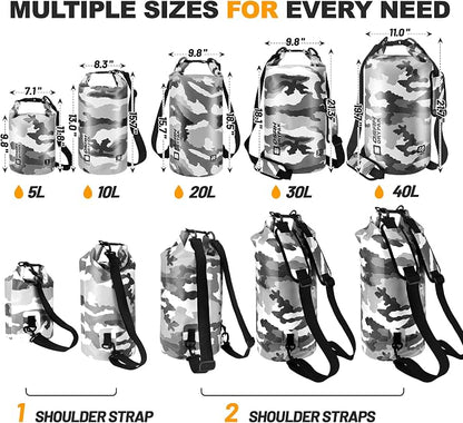 Waterproof Dry Bag, 5L/10L/20L/30L/40L Roll Top Lightweight Storage Backpack - Image 2