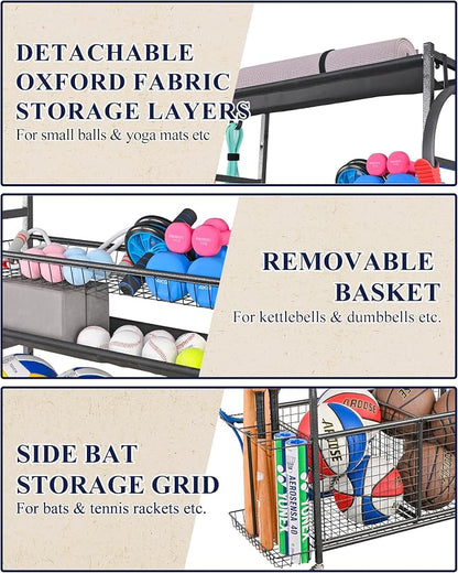 Mythinglogic Sports Equipment Garage Organizer, Garage Ball Storage - Image 3