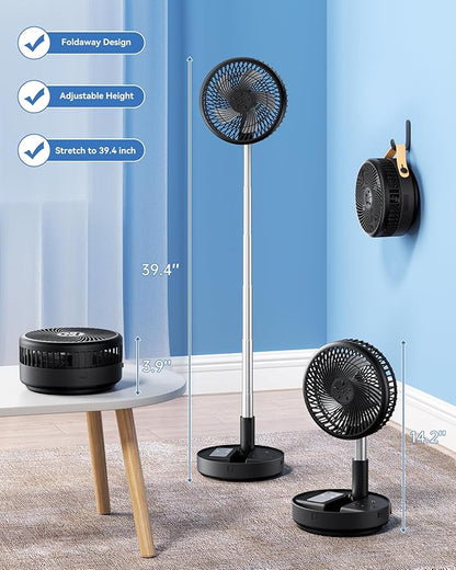 Portable Oscillating Travel Fan, 10400mAh Battery Operated Rechargeable USB - Image 4