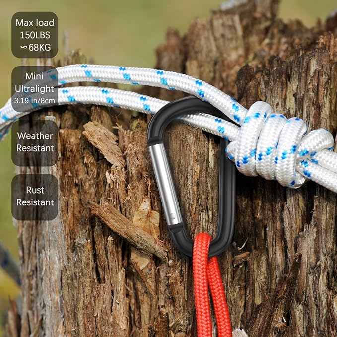 sprookber 3" Aluminum Carabiner D Ring, Caribeener Clips, Spring Snap Hook - Image 5