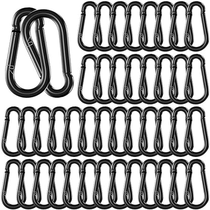 50 Pack 3.9" Heavy Duty Carabiner Clips, M10 Black Galvanized Steel Spring Snap by SEUNGCH
