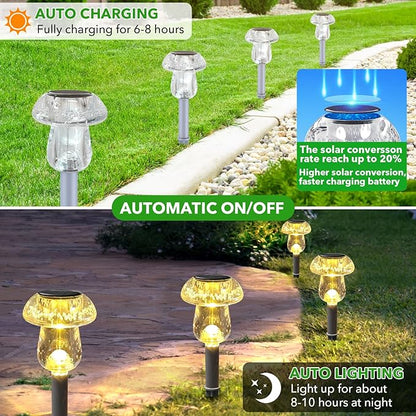 Benany Solar Lights Outdoor, 16 Pack Mushroom Lights Outside Waterproof - Image 4