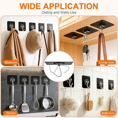 DDMY Heavy Duty Adhesive Hooks for Hanging 50lb Black Wall Hooks - Image 2