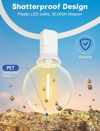 SUNSGNE White String Lights Outdoor, 50FT White Outdoor Lights - Image 5