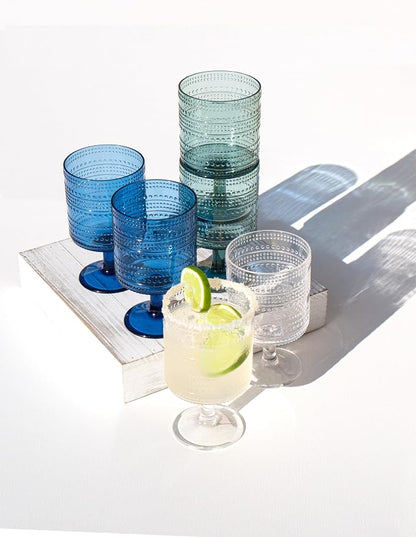 Beaded 14 oz Durable Acrylic Wine Glasses, Shatter-Resistant and - Image 4