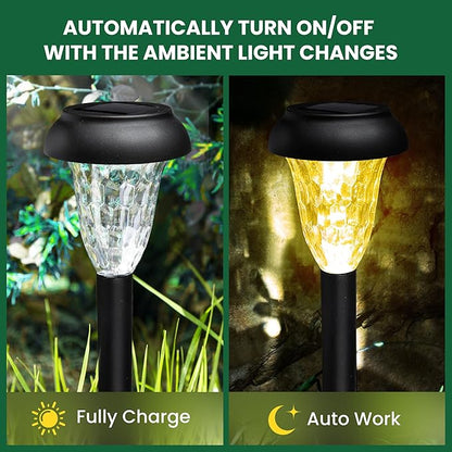 GIGALUMI 12 Pack Solar Light Outdoor Waterproof, Warm White Pathway Lights - Image 4