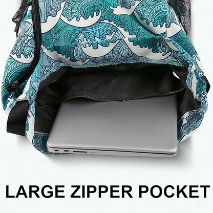 Drawstring Backpack with Mesh Pockets String Gym Bag Sackpack Sandproof Water - Image 5