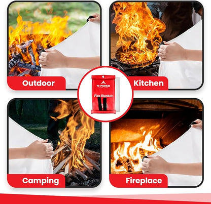 AI FORCE Fire Blanket with Gloves & Hooks – Fireproof Emergency Safety Blanket - Image 6