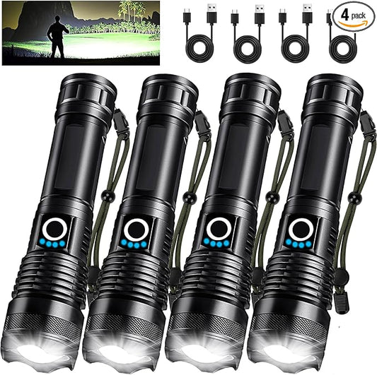 Lylting 4 Pack Rechargeable LED Flashlights High Lumens, 000LM Super Bright by Brightyourwayhome